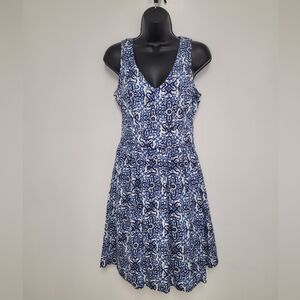 Milly For Design Nation Banvin Blue Combo A Line Floral Knee Length Dress sz 6